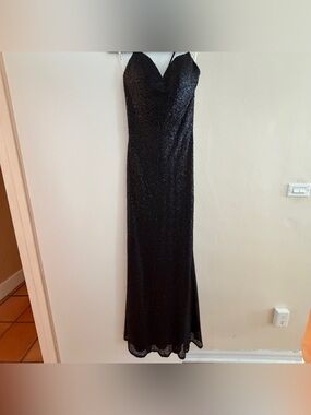 Bari Jay Black Floor Length Sequin Dress